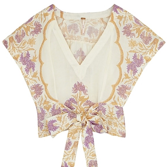 Free People - Arielle Printed Top in Light Combo Revolve linen (Medium) - Picture 6 of 14